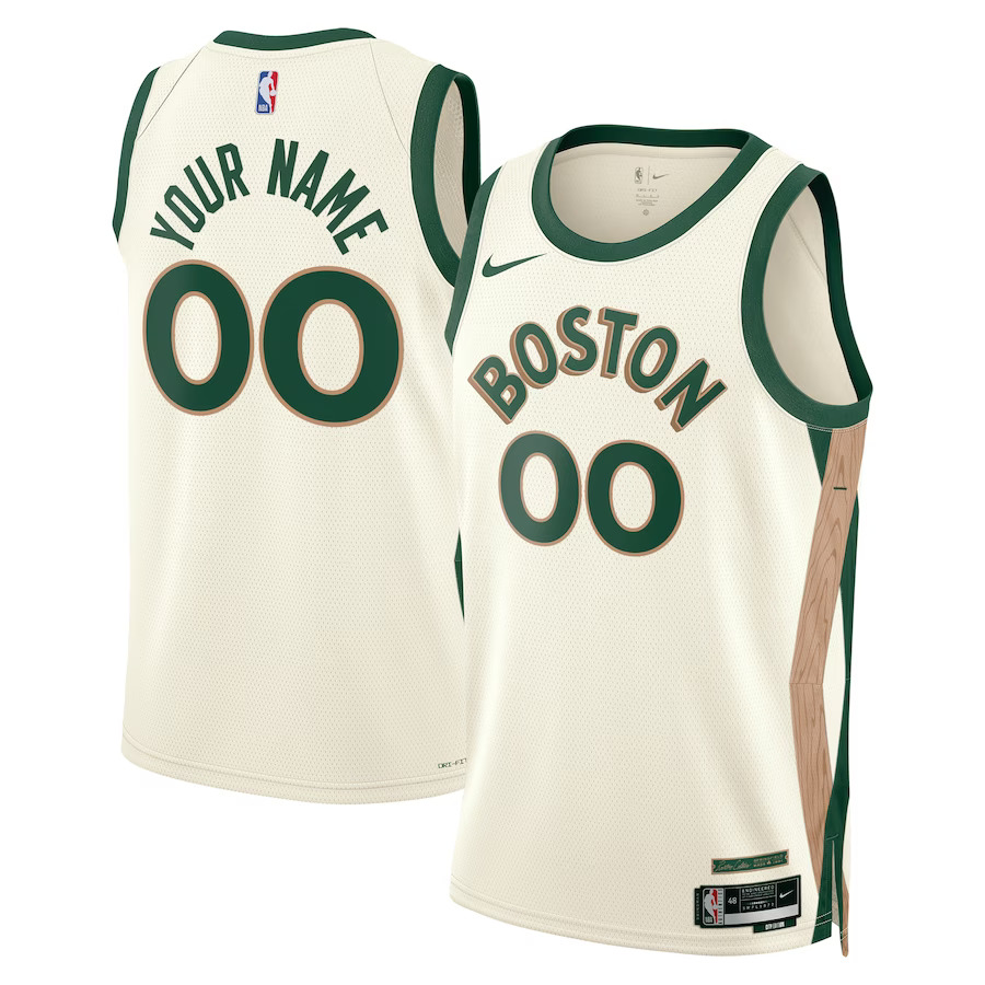 Men's Boston Celtics Custom #00 City Editon 2023-2024 White Jersey 2401JNET